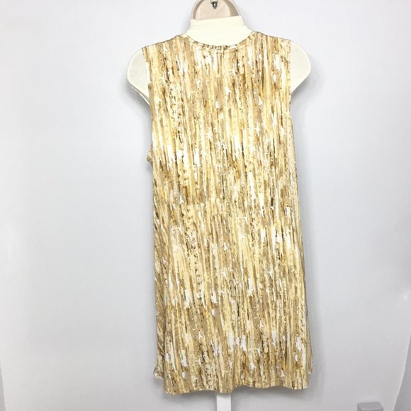 Lori Goldstein LOGO Layers Abstract  Printed Knit Tank Top M Blouse Shirt Yellow - Picture 7 of 9